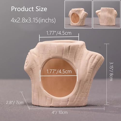 2Pack Aquarium Decor Rock Cave and Plastic Plant Betta Fish Tank Accessories for Fish Shrimp Turtle Crab Hiding Breeding Playing Ceramic Hideout Stone for Fish Bowl