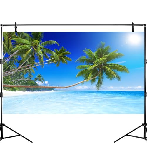 Tropical Paradise Beach Aquarium Background Ocean Island Seashore Fish Tank Background Beach Seascape Terrarium Backgrounds Sunray Blue Sky Seacoast Ocean Sea Waves Reptile Tank Backgrounds 24x12in - color: Green_Blue, size: 24(W)x12(H)inches/ 60(W)*30cm(