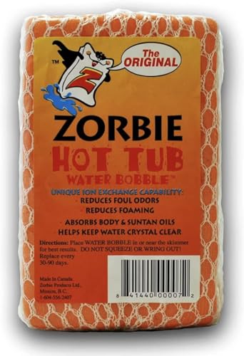Water Bobble Hot Tub Oil Scum Absorber - Scum Absorbing Sponge for Spas and Hot Tubs - Naturally Cleaner Water with Spa Sponges for Hot Tubs - Orange Floating Bobble with String- Single Package