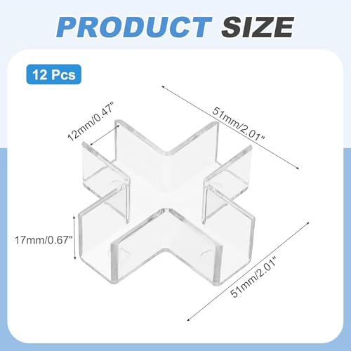 uxcell 24Pcs Plastic Glass Connector, Suitable for 12mm Thick Cross Shaped Glass to Glass Clamp, Fixing Bracket Rimless Clip Holder for Aquarium Fish Tank Display Shelves, Transparent - color: Transparent, size: 12 mm