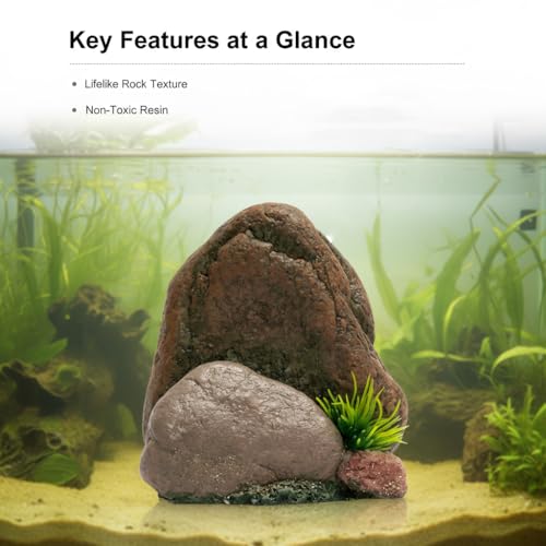 Mipukbay Small Aquarium Decor Rock, Resin Fish Tank Artificial Stone Ornament for Freshwater/Saltwater, Safe Landscape Hideout for Betta Fish, Goldfish and Aquatic Pets - size: Small