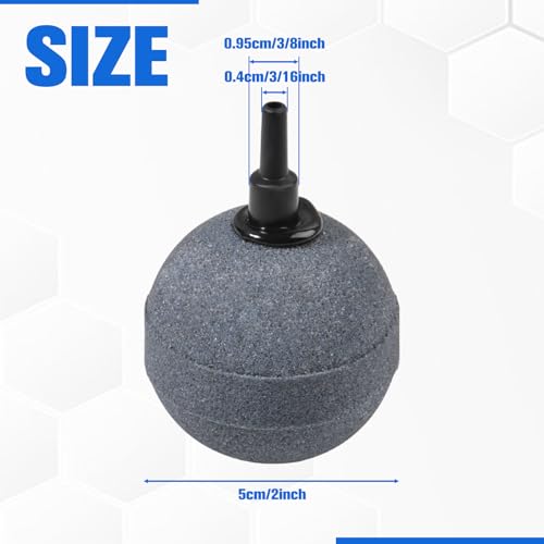 4 Pack 2 Inch Aquarium Air Stone Balls Premium Porous Airstones for Fish Tanks, Ponds & Hydroponics Long-Lasting Oxygen Diffuser with Fine Bubbles, Sinks & Won’t Float (3/16" or 3/8" Tubing)