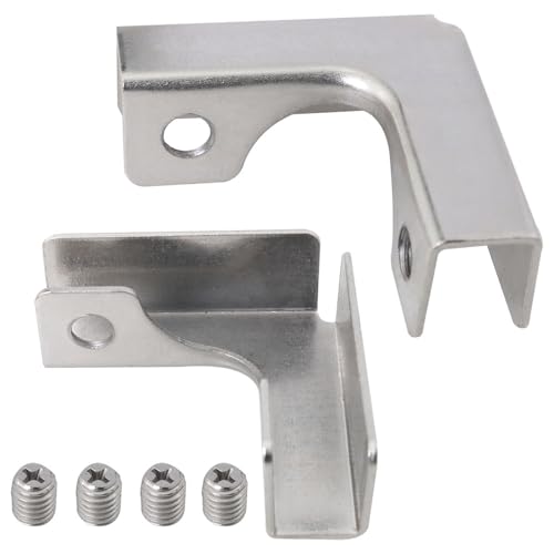 2PCS Silver L Shaped Glass Aquarium Fixing Clip Cold Rolled Iron Reinforcement Clip Glass Aquarium Accessory with Screws for Fixing Display Cabinet Glass Shelves and Aquarium Glass