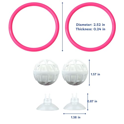 Betta Ring Enrichment Toys with Filter Ball set, Turtle Water Cleaner Ball, Aquarium Feeding Ring with Nitrifying Balls, Betta Fish Toy, Aquatic Turtle Enrichment Toy, Tortoise Supplies (Pink, M-70mm) - color: Pink, size: M-70mm