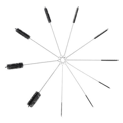DECORA 10 Pieces Nylon Cleaning Bottle Brush Pipe Cleaning Brushes Tube Brushes Tube Bottle Straw Washing Cleaner Bristle Kit Tool Black - color: Black