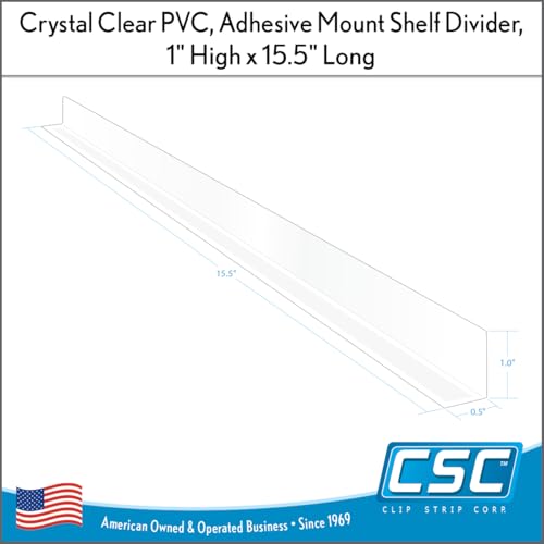 Clear Plastic Shelf Divider 1" H x 15-9/16" L with Adhesive Mount by ClipStrip