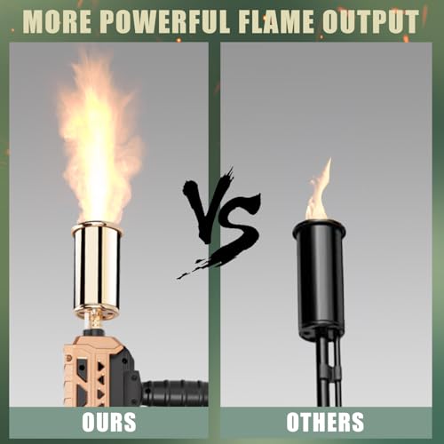 Powerful Propane Torch Gun, Kitchen Torch With Adjustable Flame, Flamethrower Blow Torch for BBQ, Campfire, Searing Steak, Camping (Propane Tank Not Included) (Gold) - color: Option 2