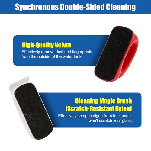 Small Aquarium Cleaning Tool Fish Tank Strong Magnetic Algae Scraper Glass Cleaner Floating Scrubber Brush with 2 Detachable Scrapers for Cleaning Debris and Algae (Size L) - size: L - 3/8" to 5/8" Glass Thickness