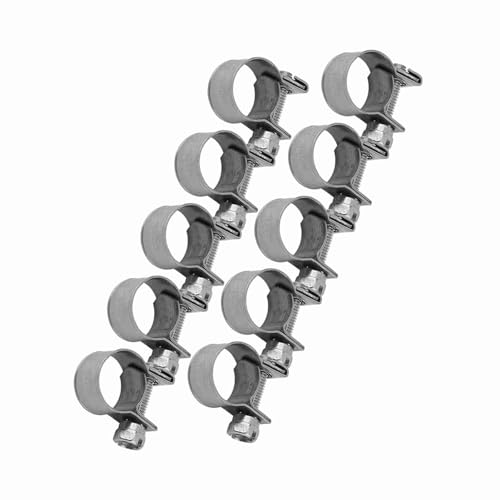 10pcs Stainless Steel Hose Clamps – Adjustable 6-20mm Fuel Line Pipe Clips for Air, Water, Silicone & Fuel Hoses (11-13Mm) - size: 11-13Mm