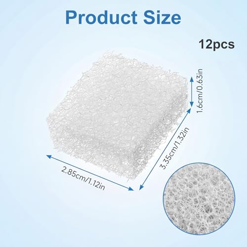 12 Pcs Cat Water Fountain Filter Sponge for 2L Pet Water Fountain Replacement Pre-Filter Sponge for Dog Cat (White Block)