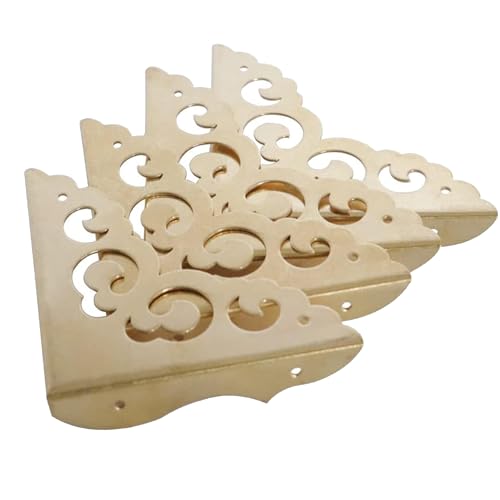 4Pcs Table Corner Protectors, 2.6"x2.6" Gold Metal Corner Protector, Coffe Table Corner Guards, Anti Scratch Table Corner Edge, Decorative Corners for Furniture Boxe Cabinet Prevents Damaged - color: Gold