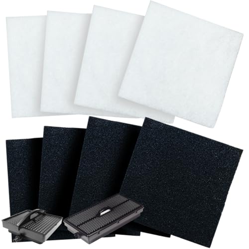 Replacement Filter Pads for Pondmaster 1000 & 2000 Polyester & Carbon Filtration Pads Compatible with Danner 12202, 12"x12" Reusable Pond and Aquarium Filter Pads for Clear, Healthy Water, 4-Pcs