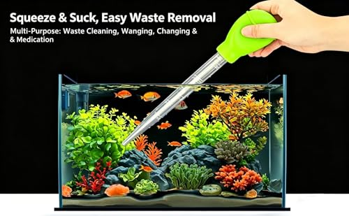 2Pcs Extra Long Turkey Baster for Aquarium, 50ml Aquarium Water Changer Siphon for Fish Tank Cleaning, Waste Remover for Aquarium, (Blue-17.7IN)