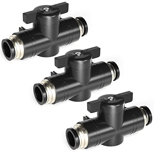 TAILONZ PNEUMATIC BVU-1/2 OD Ball Valve Air Flow Control Valve Push to Connect Fitting (Pack of 3） - size: 1/2"OD/3PCS