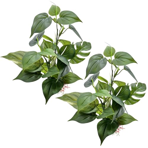 M2cbridge Fish Tank Plastic Soft Grass Artificial Betta Water Plants Decoration Goldfish Hide 12" (Tall Anubias 2pcs) - color: Tall Anubias