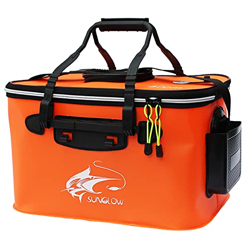 Grneric Fishing Bucket, 6Gallon/8Gallon/10Gallon Foldable Fish Bucket,Live Fish Container Multi-Functional Live Fish Bait Bucket,Outdoor Camping EVA Fishing Bag and Fish Protection Bucket - color: 23l/6gallon(orange)