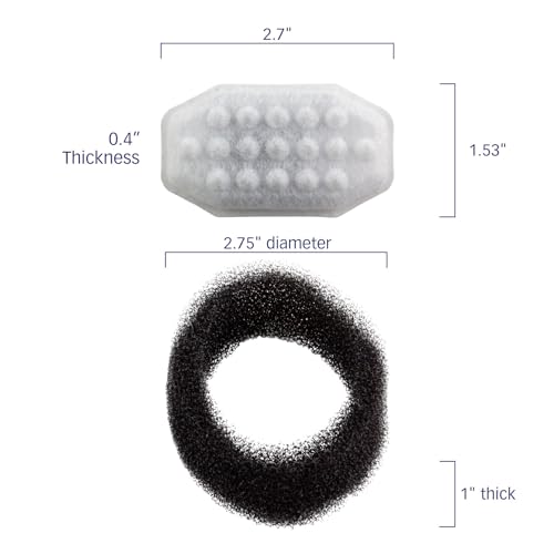 PET STANDARD Cat Water Fountain Filter Replacement & 12 Pack Replacement Pre-Filter Sponges Compatible with Rellaty and Neareal 108oz/3.2L Automatic Cat Water Fountain, Pack of 12