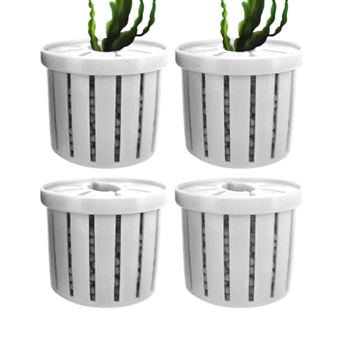 Aquarium Plant Cup, Aquatic Holder Pot, Container with Porous Design, Tool with Sturdy Build, Garden Supply, 4 Piece Decoration for Pond Wall Corner Shelf Terrarium Tank Patio Balcony Home