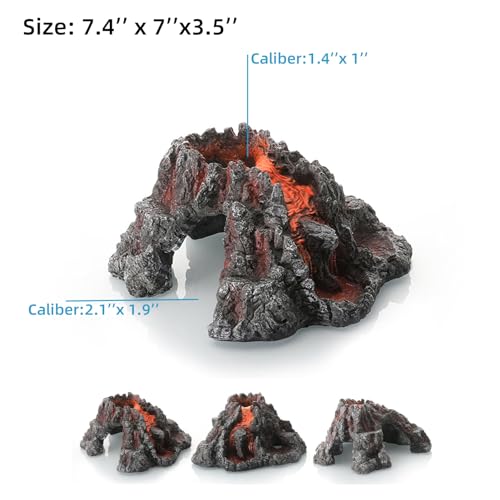 Volcano Shape Aquarium Decorations Cave| Resin Fish Tank Cave Ornaments| Fish Tank Bubbler Decorations| Fish Sleep Rest House| Aquarium Decoration Mountain