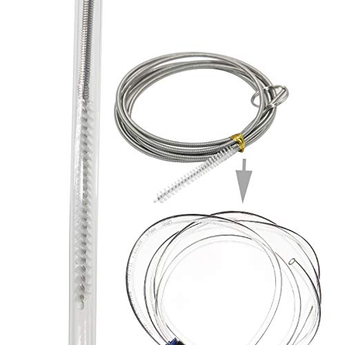 Flexible Nylon Bristle Tip Stainless Steel Long (61”) and Short (3.3”) Handy Cleaning Brush Aquarium Water Filter Pipe Air Tube Hose Straw Milking Machine Cleaner Tools