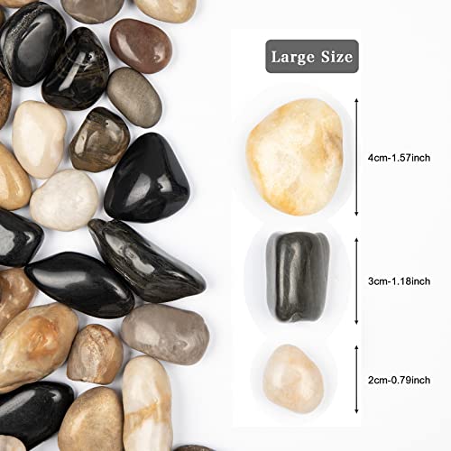 11lbs Mix Natural River Rocks, High-Polished Pebbles for Plants Garden, 1-2 inch Decorative Mix Stones, Ideal for Fish Tank, Vases, Crafting, Home Decor and Garden Landscaping Rocks,Mix - size: 11 Pounds, style: Mixed