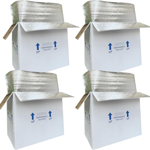 Insulated Cold Shipping Boxes with Liners, 4 Pack 19'' x 12'' x 16'', for Perishable Frozen Food, White (TB191216L-4) - size: 19x12x16'', style: 4 Pack