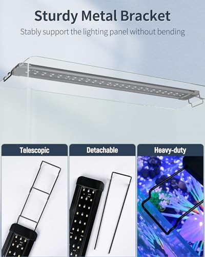 Pawfly 18 W Aquarium LED Light for 24 to 30 Inch Fish Tanks Extendable Fish Tank Light with Full Spectrum Brilliant White Blue Red Lights with Daytime & Night Modes and Adjustable Brightness - color: Basic, size: 24"-30"