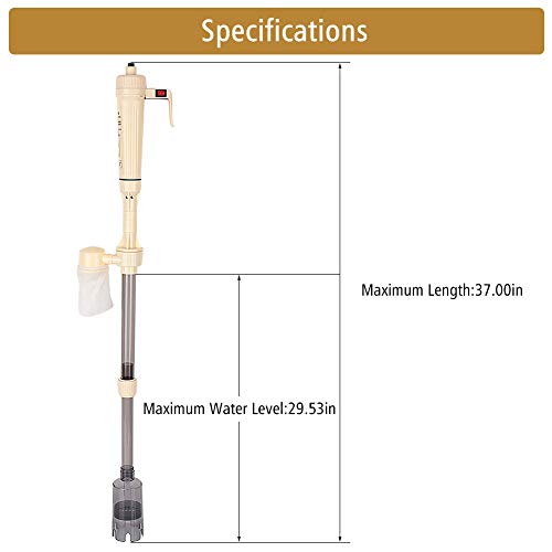 Ejoyous Aquarium Gravel Cleaner, Electric Automatic Fish Gravel Vacuum Cleaning Battery Operated Siphon Pump Water Changer for Fish