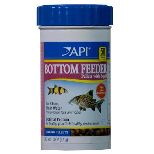 API BOTTOM FEEDER PELLETS WITH SQUID Fish Food 1.3-Ounce Container - size: 1.5 Ounce (Pack of 1), style: Bottom Feeders