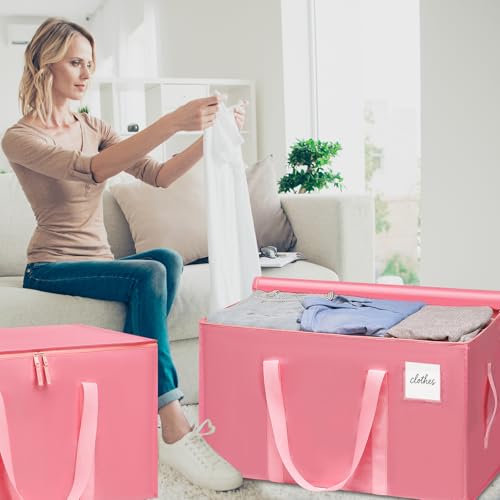 Moving Bags Heavy Duty Bubblegum Pink – Large Packing Bags for Moving, Extra Large Storage Totes with Zippers and Handles - color: Bubblegum Pink
