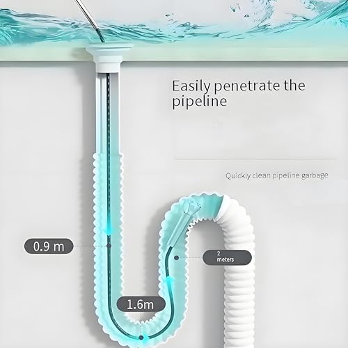 Drain Snake,Pipe Cleaners,Straw Brush,Toilet Bowl Cleaner,Long Bottle Brush,Straw Cleaner,tub Removal Tool,Fish Tank Pipeline Cleaning Brush(Two Tools 61inches)