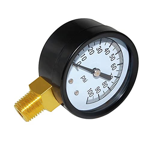 Joywayus Pressure Gauge 0 to 100 PSI Brass 1/4" Male NPT Thread Lower Mount, Multiple Function - size: 0-100PSI--1/4", style: No Glycerin Filled
