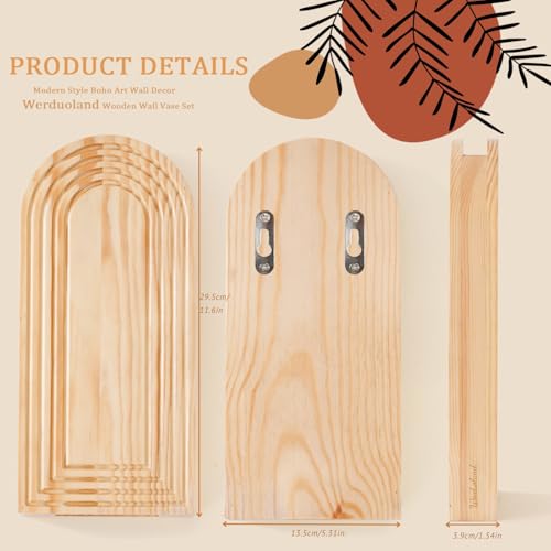 2 Pcs Wooden Wall Vase Set for Decor with 10pcs Artificial Eucalyptus Plants-Boho Hanging Planter Modern Farmhouse Wall Decor for Bathroom Living Room Dining Room Bedroom Kitchen - color: Boho