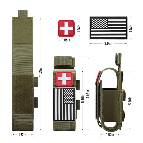 Upgrade 1000D Laser Cut Molle Tourniquet Holder, Heavy Duty Tactical Molle Tourniquet Pouch Holder - color: SET-GREEN