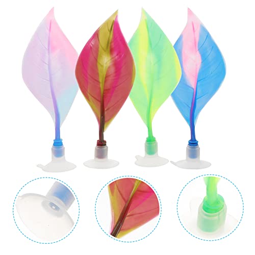 Happyyami 4pcs Decorate Fish Resting Bed Leaf Decor Aquarium Betta Fish Hammock Leaves Silicone Leaf Fish Tank Supplies Simulation Leaf Decor Fish Tank Sucker Fish Skin