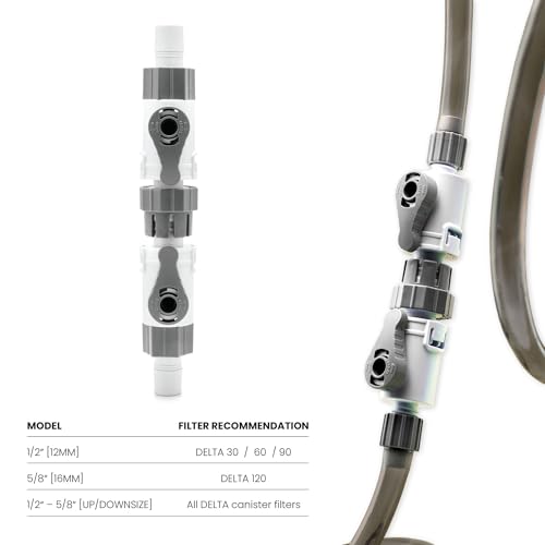 Ultum Nature Systems Delta Quick Release Double Tap Valve for Aquarium Canister Filters (1/2" (12/16mm)) - size: 1/2" (12/16mm)