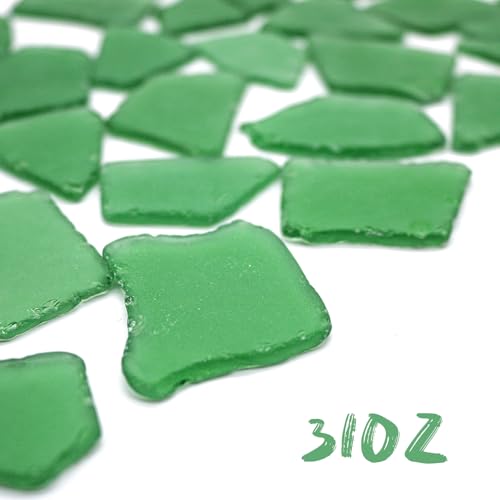 Large Dark Green Sea Glass Pieces for Crafts, 31 oz Non-Dyed Frosted Glass, 1.2–2 in Beach Glass Look for Christmas Tree DIY, Wreath Decor, Vase Filler, Centerpieces & Coastal Decor - color: Dark Green