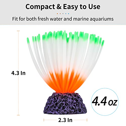 Uniclife Aquarium Imitative Green Sea Urchin Ball Artificial Silicone Ornament with Glowing Effect for Fish Tank Landscape Decoration - color: Green Sea Urchin
