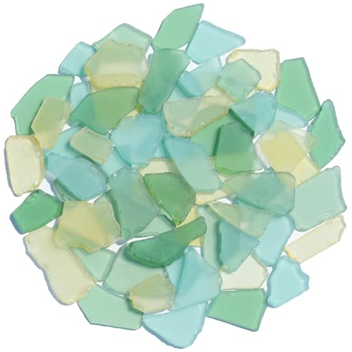 QYGL Sea Glass for Crafts - 14oz Frosted Seaglass Pieces - Vase Filler and Aquarium Ornament, DIY Craft Supplies for Art, Beach Weddings, and Home Decor (Green, Yellow, Blue) - color: Green, Yellow, Blue