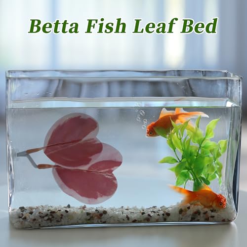 Betta Fish Bed, Betta Leaf Bed, Plastic Betta Heart-Shaped Hammock, Betta Hammock Pad with Suction Cup, Betta Fish Resting Place Betta Fish Supplies Aquarium Decor, Pink - color: Pink