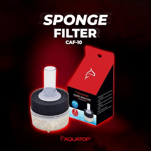 Aquatop Internal Sponge Filter for Aquariums – for Tanks Up to 10 Gallons, Easy to Clean and Maintain, Economical and Durable Filtration, CAF-10