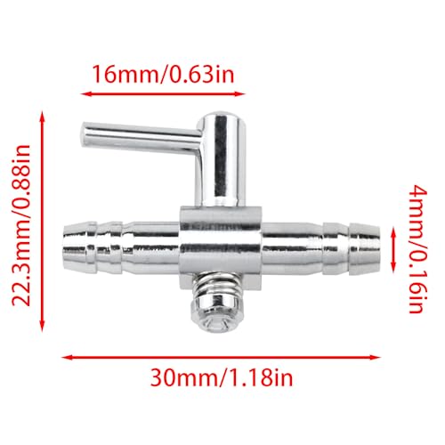 One-Way Air Flow Tubes Stainless Steel Pump Lever Control Valves for Aquarium Fish Tank (Silver) -4PCS