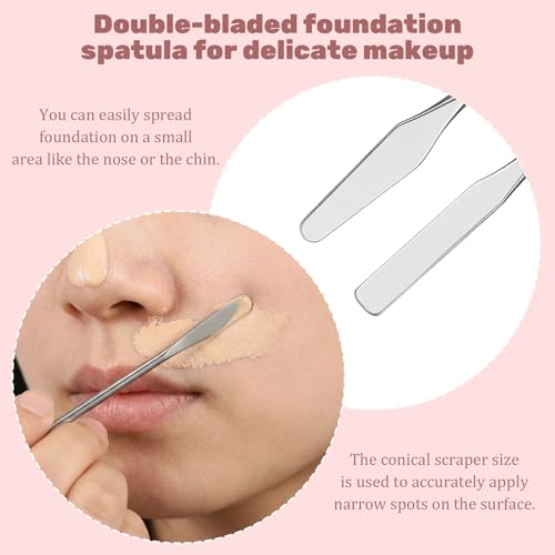 TIESOME 5 Pcs Lab Spatula, Small Stainless Steel Micro Spatula, Double Ended Mini Metal Spatulas with Square and Round Ends, Portable Makeup Mixing Tool for Cosmetics, Wax, Resin, Clay (Silver)