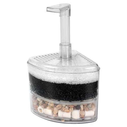 AQUANEAT Aquarium Air Driven Corner Sponge Filter, for Fry Shrimp Nano Fish Tank, with Multi Kinds of Filter Media (Small) - size: Small