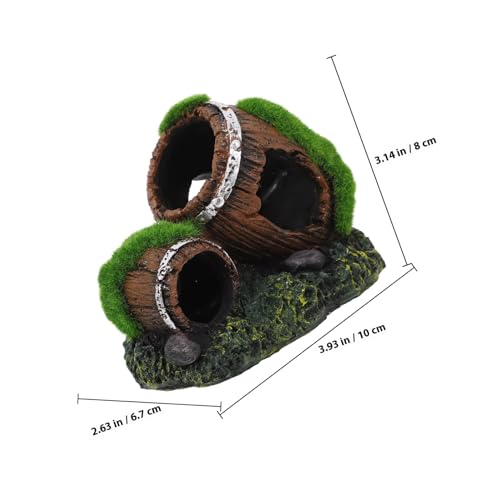 Resin Aquarium Barrel Decor Fish Tank Ornaments Betta Fish Hideout Small Resin Wine Barrel for Aquarium Cave Lizard Tank Accessories