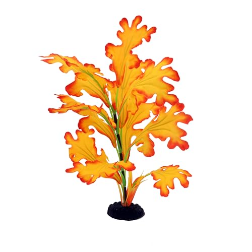 2-Pack 12 Inch Aquarium Silk Aquarium Plants, Artificial Plastic Plant for Small Tank, Goldfish, Fish Hides (Yellow, 12 Inch) - color: Yellow