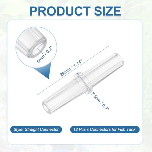 Aquarium Air Valve Connector, Aquarium Air Pump Accessories Straight Connector Plastic Inline Tubing, (12 Pcs), Intended for Fish Tank Oxygenation System - style: Straight Connector