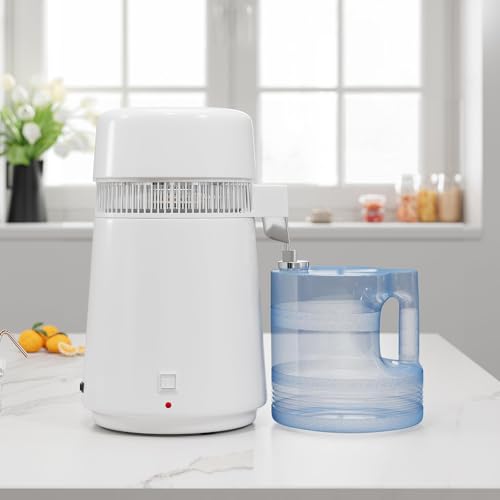 4L Countertop Water Distiller, 110V 750W Distilled Water Maker Machine, Stainless Steel Housing, Plastic Container, for Home Office Lab Aquarium, White - color: White, size: 4l Plastic Pitcher