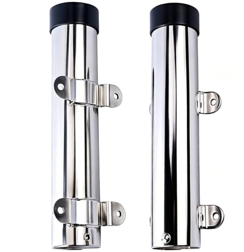 Amarine Made 2Pcs Boat Fishing Rod Holder, Stainless Steel Fishing Pole Holder, Side / Transom Mounted Rod Holders with Weld Brackets, Suitable for Kayak - 7643sh1