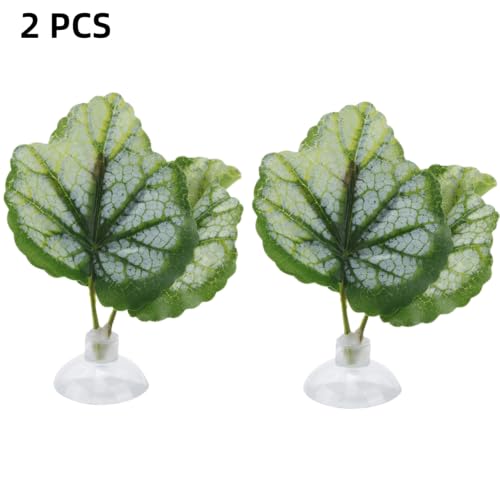 2Pcs Green Plastic Betta Leaf Plant Hammock Aquarium Resting Spawn Bed with Suction Cup Decor for Fish Tank